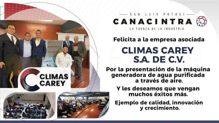 CANACINTRA San Luis Potosí felicita por la máquina generadora de agua purificada a través del aire