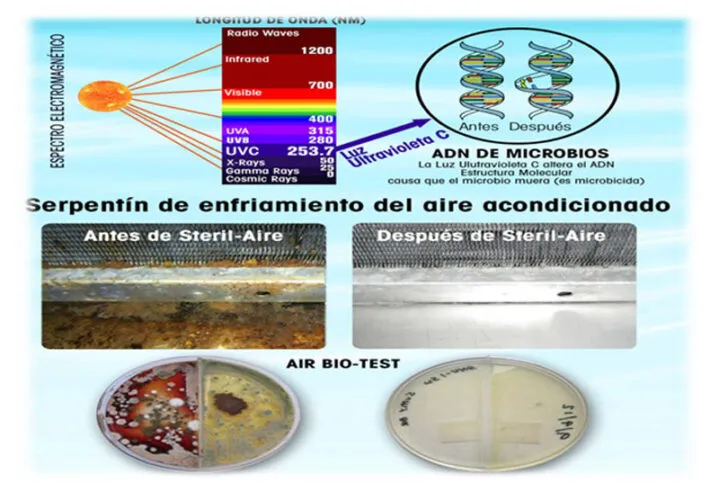Espectro germicida y serpentín con Steril-Aire